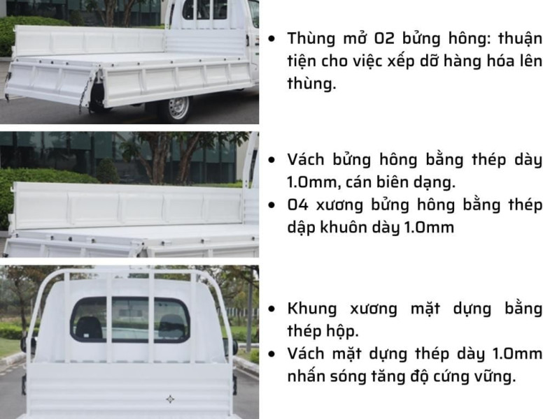 kết cấu thùng lửng thaco frontier tf230