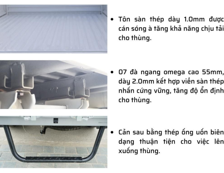 kết cấu thùng lửng thaco frontier tf230