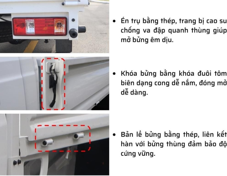 kết cấu thùng lửng thaco frontier tf230